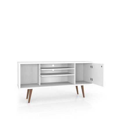 Manhattan Comfort - Liberty TV Stand with 5 Fixed Shelves in White and 3D Brown Prints - 200AMC67 veiw 3