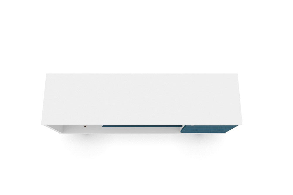 Manhattan Comfort - Liberty TV Stand with 5 Fixed Shelves in White and Aqua Blue - 200AMC63 veiw 3