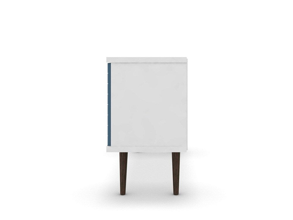Manhattan Comfort - Liberty TV Stand with 5 Fixed Shelves in White and Aqua Blue - 200AMC63 veiw 4