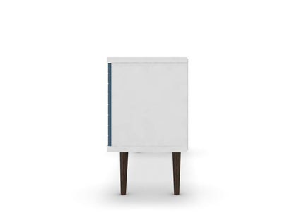 Manhattan Comfort - Liberty TV Stand with 5 Fixed Shelves in White and Aqua Blue - 200AMC63 veiw 4