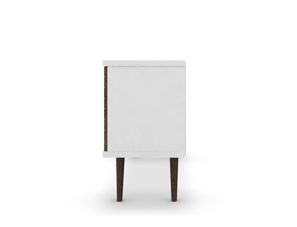 Manhattan Comfort - Liberty TV Stand with 5 Fixed Shelves in White and Rustic Brown - 200AMC69 veiw 4