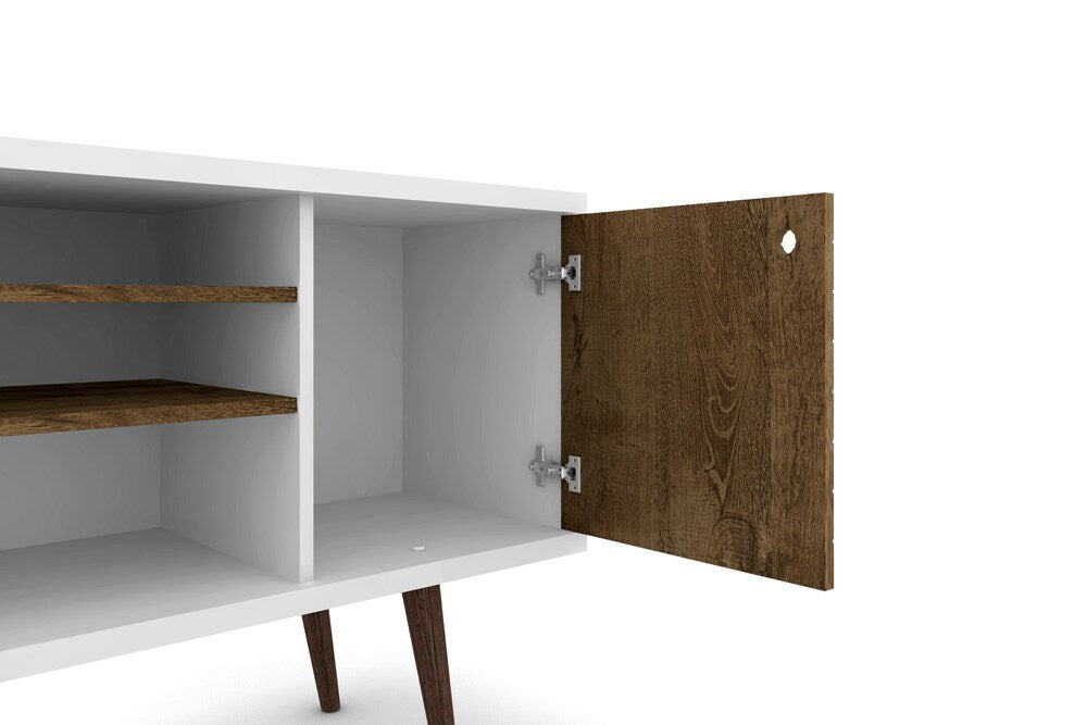 Manhattan Comfort - Liberty TV Stand with 5 Fixed Shelves in White and Rustic Brown - 200AMC69 veiw 6