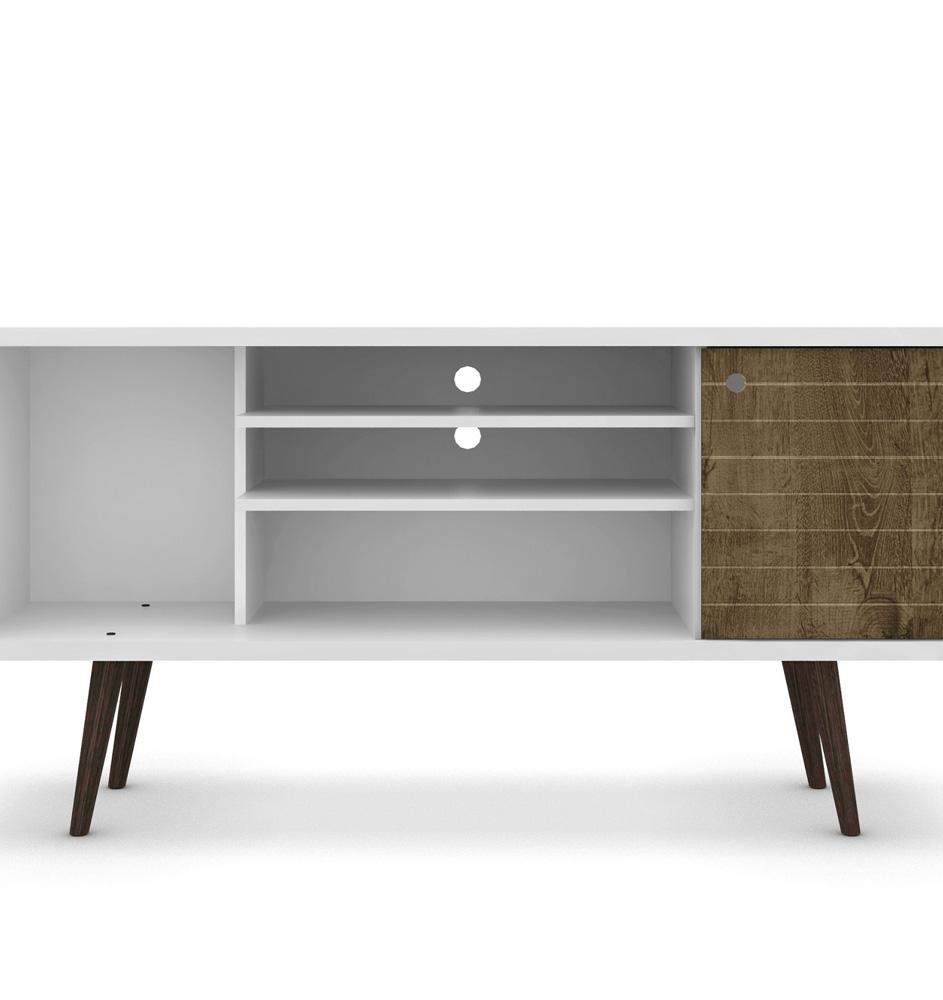 Manhattan Comfort - Liberty TV Stand with 5 Fixed Shelves in White and Rustic Brown - 200AMC69 veiw 7