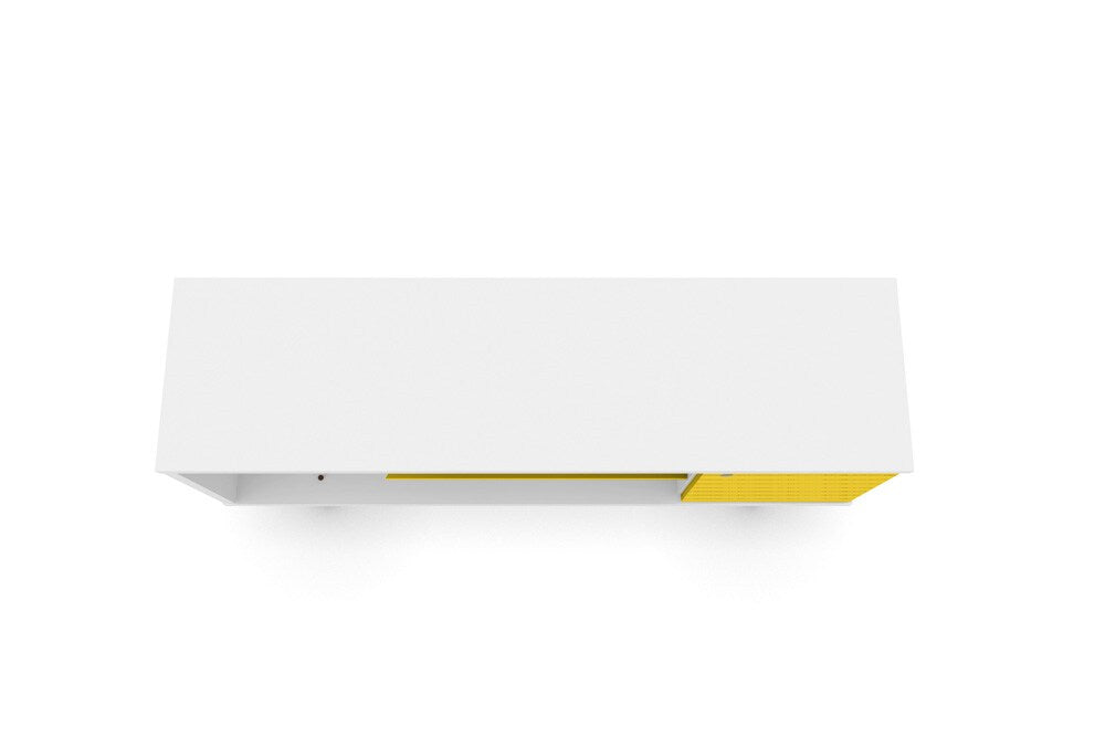 Manhattan Comfort - Liberty TV Stand with 5 Fixed Shelves in White and Yellow - 200AMC64 veiw 3