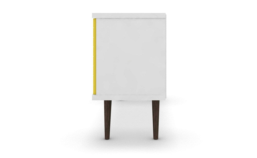 Manhattan Comfort - Liberty TV Stand with 5 Fixed Shelves in White and Yellow - 200AMC64 veiw 4