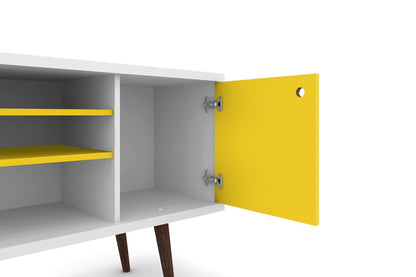 Manhattan Comfort - Liberty TV Stand with 5 Fixed Shelves in White and Yellow - 200AMC64 veiw 6