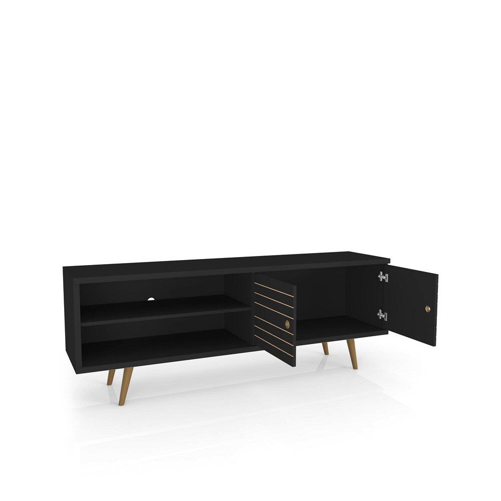 Manhattan Comfort - Liberty 63W TV Stand with 3 Fixed Shelves in Black - 201AMC8 veiw 2