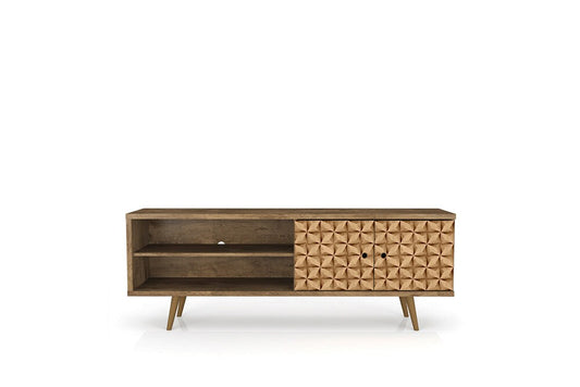 Manhattan Comfort - Liberty 63W TV Stand with 3 Fixed Shelves in Rustic Brown and 3D Brown Prints - 201AMC97 veiw 1