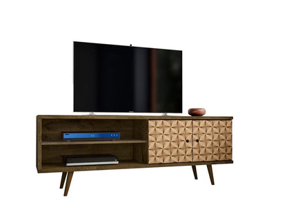 Manhattan Comfort - Liberty 63W TV Stand with 3 Fixed Shelves in Rustic Brown and 3D Brown Prints - 201AMC97 veiw 3
