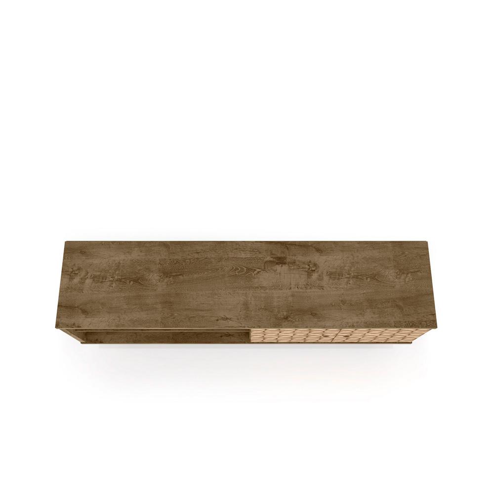 Manhattan Comfort - Liberty 63W TV Stand with 3 Fixed Shelves in Rustic Brown and 3D Brown Prints - 201AMC97 veiw 4
