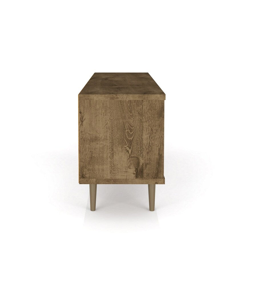 Manhattan Comfort - Liberty 63W TV Stand with 3 Fixed Shelves in Rustic Brown and 3D Brown Prints - 201AMC97 veiw 5