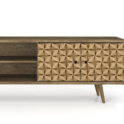 Manhattan Comfort - Liberty 63W TV Stand with 3 Fixed Shelves in Rustic Brown and 3D Brown Prints - 201AMC97 veiw 7