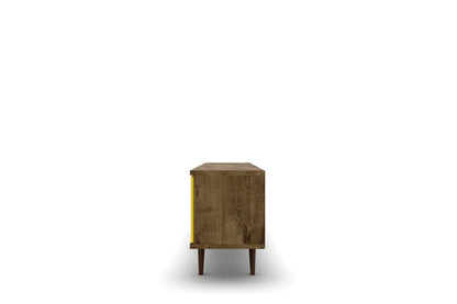 Manhattan Comfort - Liberty 63W TV Stand with 3 Fixed Shelves in Rustic Brown and Yellow - 201AMC94 veiw 4