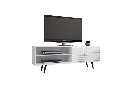 Manhattan Comfort - Liberty 63W TV Stand with 3 Fixed Shelves in White - 201AMC6 veiw 2