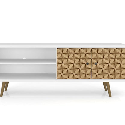 Manhattan Comfort - Liberty 63W TV Stand with 3 Fixed Shelves in White and 3D Brown Prints - 201AMC67 veiw 7