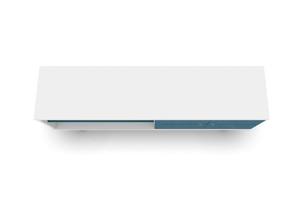 Manhattan Comfort - Liberty 63W TV Stand with 3 Fixed Shelves in White and Aqua Blue - 201AMC63 veiw 3