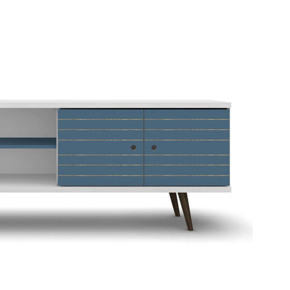 Manhattan Comfort - Liberty 63W TV Stand with 3 Fixed Shelves in White and Aqua Blue - 201AMC63 veiw 7