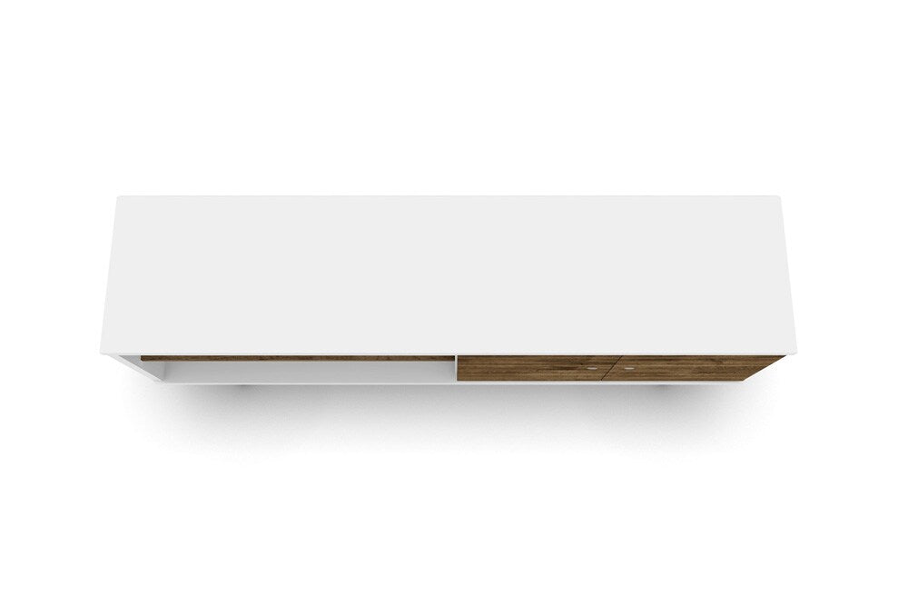 Manhattan Comfort - Liberty 63W TV Stand with 3 Fixed Shelves in White and Rustic Brown - 201AMC69 veiw 3