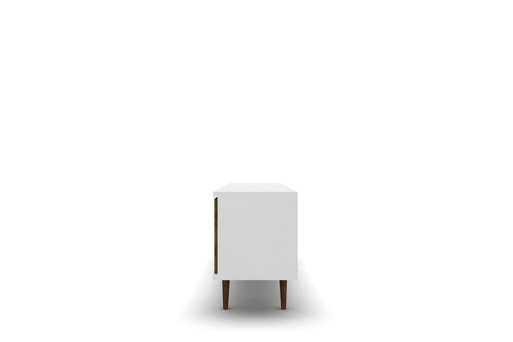 Manhattan Comfort - Liberty 63W TV Stand with 3 Fixed Shelves in White and Rustic Brown - 201AMC69 veiw 4