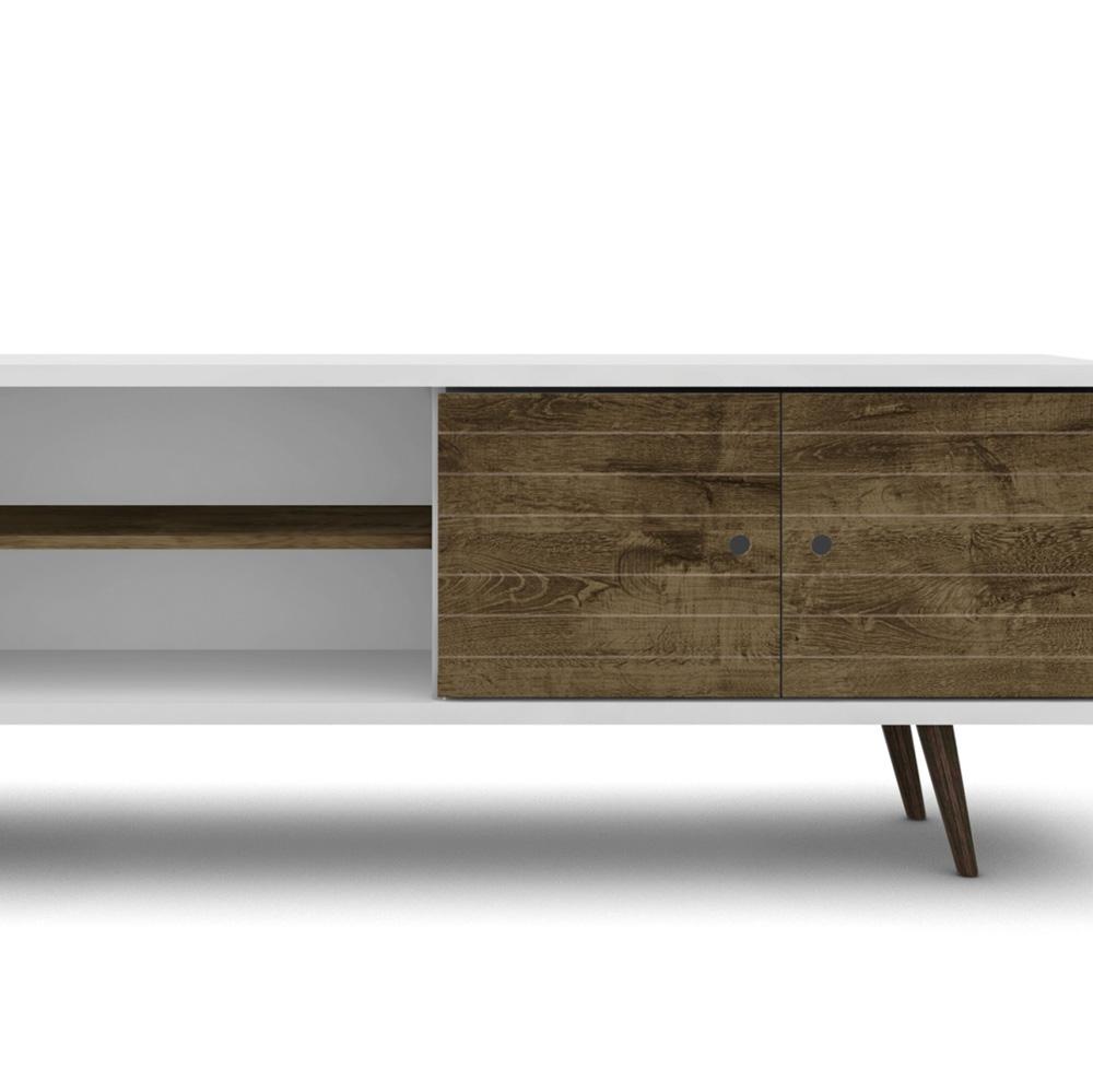 Manhattan Comfort - Liberty 63W TV Stand with 3 Fixed Shelves in White and Rustic Brown - 201AMC69 veiw 6