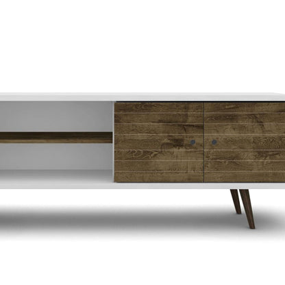 Manhattan Comfort - Liberty 63W TV Stand with 3 Fixed Shelves in White and Rustic Brown - 201AMC69 veiw 6