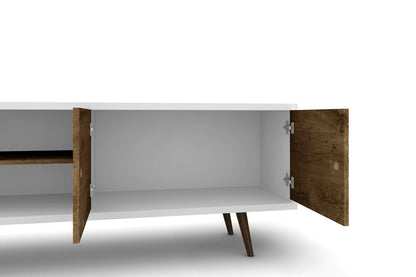 Manhattan Comfort - Liberty 63W TV Stand with 3 Fixed Shelves in White and Rustic Brown - 201AMC69 veiw 7