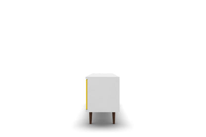 Manhattan Comfort - Liberty 63W TV Stand with 3 Fixed Shelves in White and Yellow - 201AMC64 veiw 4