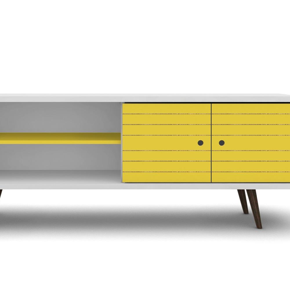 Manhattan Comfort - Liberty 63W TV Stand with 3 Fixed Shelves in White and Yellow - 201AMC64 veiw 6