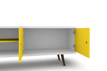 Manhattan Comfort - Liberty 63W TV Stand with 3 Fixed Shelves in White and Yellow - 201AMC64 veiw 7