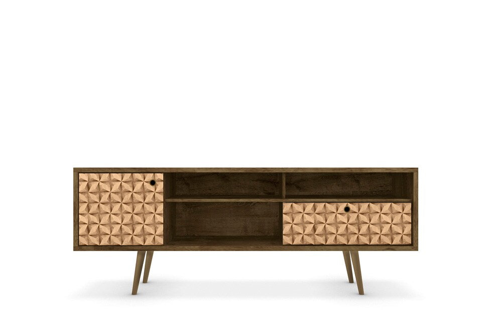 Manhattan Comfort - Liberty TV Stand with 1 Drawers in Rustic Brown and 3D Brown Prints - 202AMC97 veiw 1