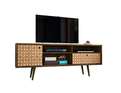 Manhattan Comfort - Liberty TV Stand with 1 Drawers in Rustic Brown and 3D Brown Prints - 202AMC97 veiw 2