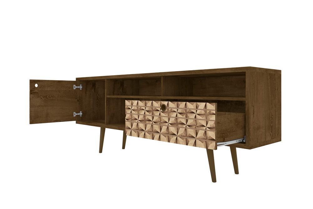 Manhattan Comfort - Liberty TV Stand with 1 Drawers in Rustic Brown and 3D Brown Prints - 202AMC97 veiw 3