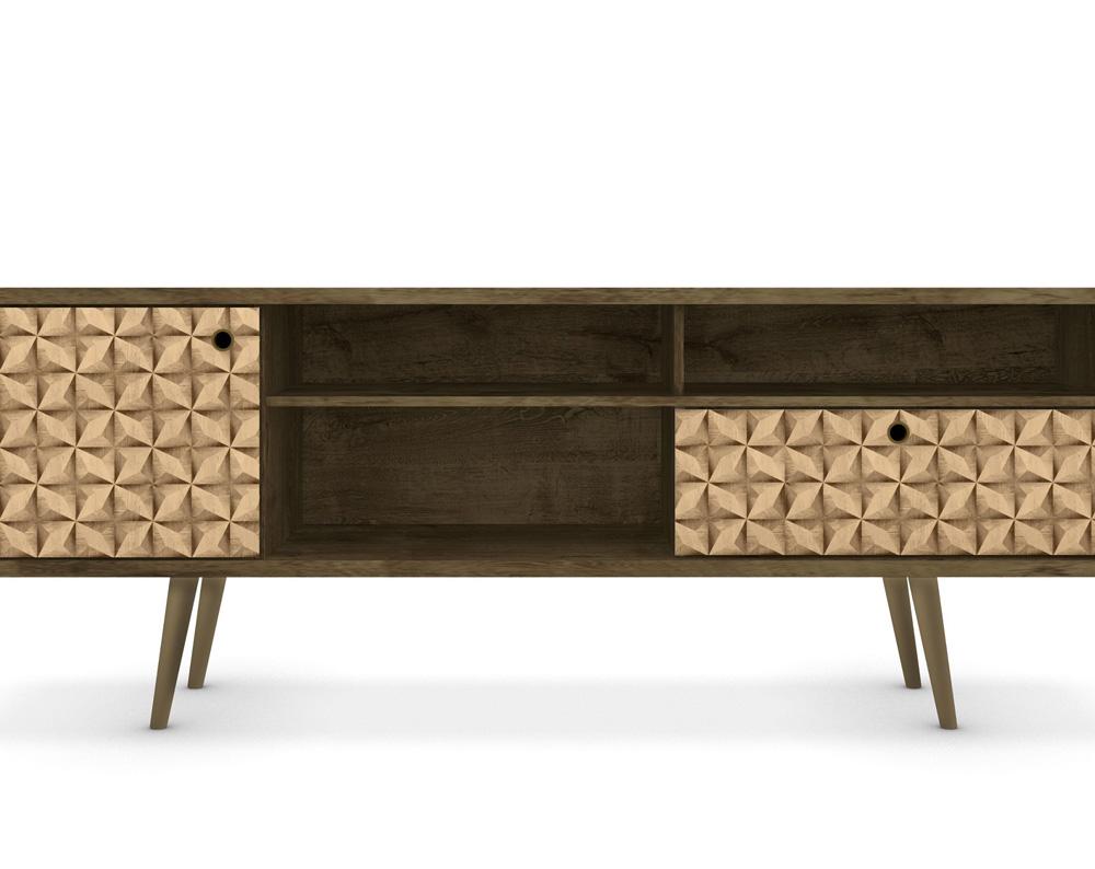 Manhattan Comfort - Liberty TV Stand with 1 Drawers in Rustic Brown and 3D Brown Prints - 202AMC97 veiw 7