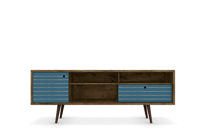 Manhattan Comfort - Liberty TV Stand with 1 Drawers in Rustic Brown and Aqua Blue - 202AMC93 veiw 1