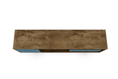 Manhattan Comfort - Liberty TV Stand with 1 Drawers in Rustic Brown and Aqua Blue - 202AMC93 veiw 4