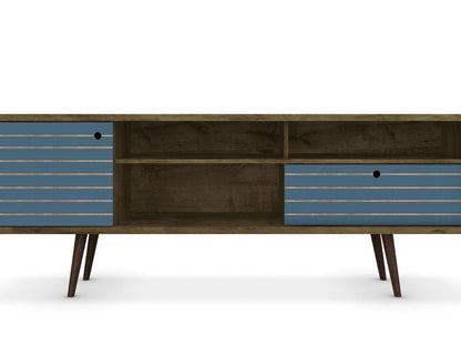 Manhattan Comfort - Liberty TV Stand with 1 Drawers in Rustic Brown and Aqua Blue - 202AMC93 veiw 7