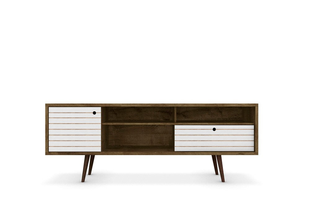Manhattan Comfort - Liberty TV Stand with 1 Drawers in Rustic Brown and White - 202AMC96 veiw 1