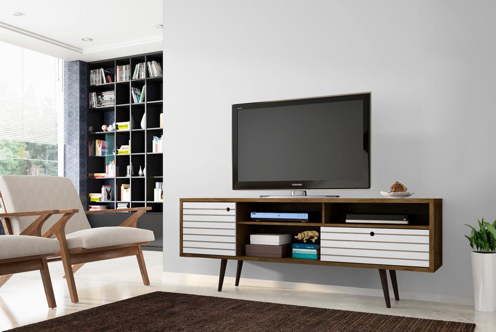 Manhattan Comfort - Liberty TV Stand with 1 Drawers in Rustic Brown and White - 202AMC96 veiw 8