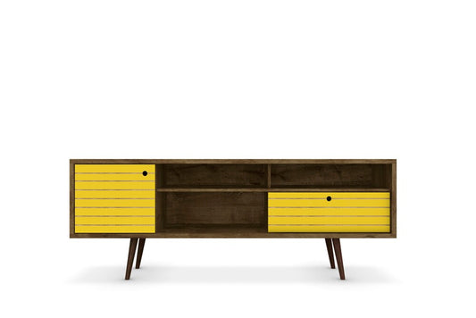 Manhattan Comfort - Liberty TV Stand with 1 Drawers in Rustic Brown and Yellow - 202AMC94 veiw 1