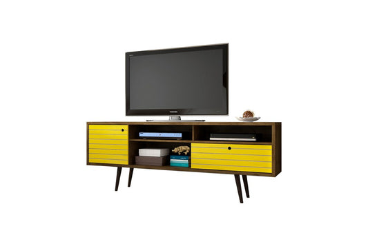 Manhattan Comfort - Liberty TV Stand with 1 Drawers in Rustic Brown and Yellow - 202AMC94 veiw 2