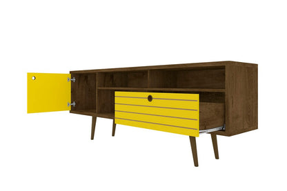 Manhattan Comfort - Liberty TV Stand with 1 Drawers in Rustic Brown and Yellow - 202AMC94 veiw 3
