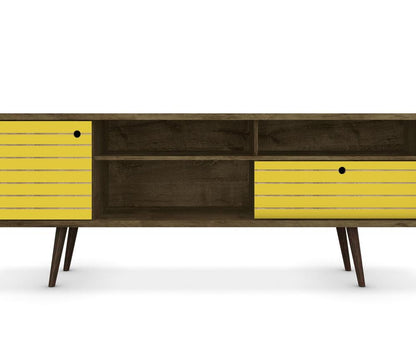 Manhattan Comfort - Liberty TV Stand with 1 Drawers in Rustic Brown and Yellow - 202AMC94 veiw 7