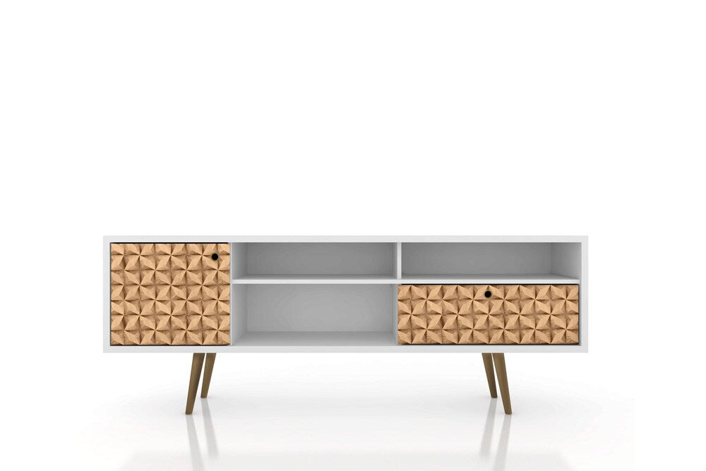 Manhattan Comfort - Liberty TV Stand with 1 Drawers in White and 3D Brown Prints - 202AMC67 veiw 1