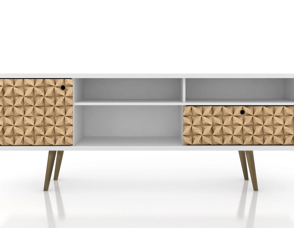 Manhattan Comfort - Liberty TV Stand with 1 Drawers in White and 3D Brown Prints - 202AMC67 veiw 7