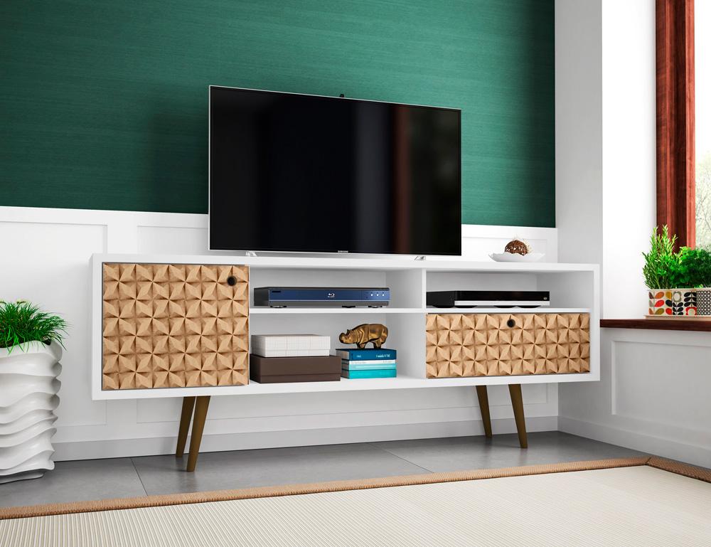 Manhattan Comfort - Liberty TV Stand with 1 Drawers in White and 3D Brown Prints - 202AMC67 veiw 8