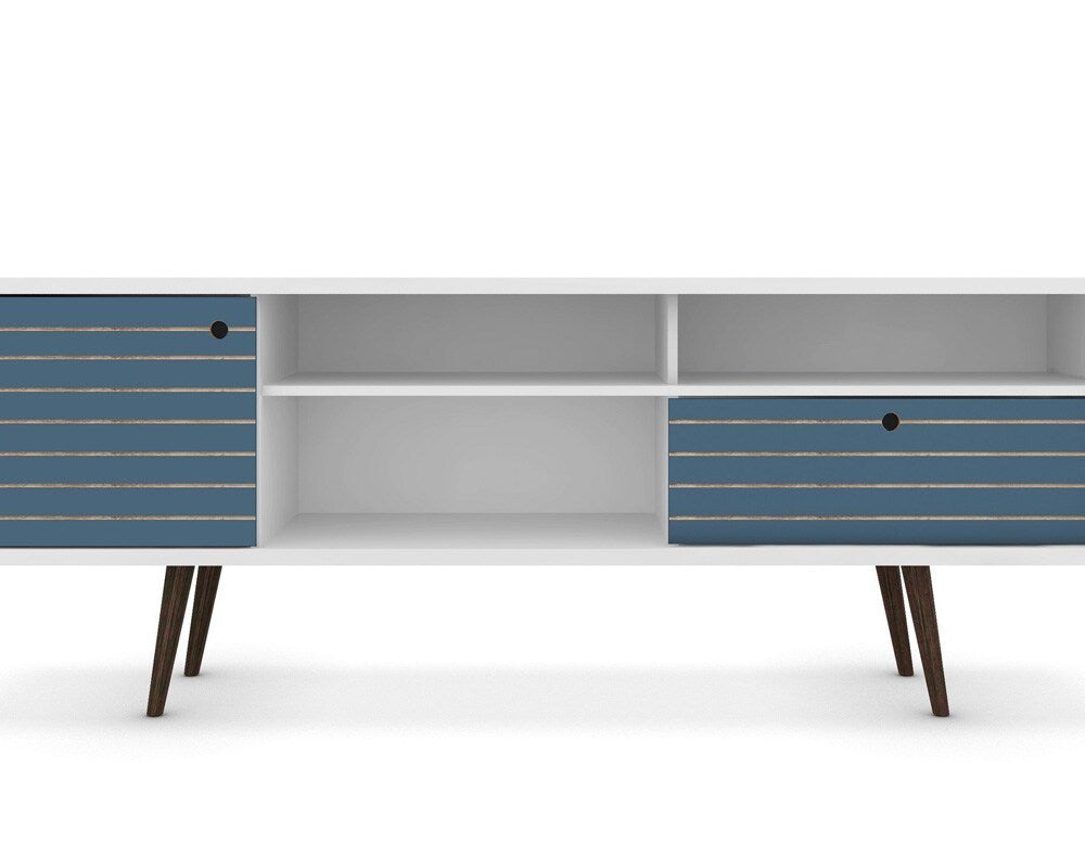 Manhattan Comfort - Liberty TV Stand with 1 Drawers in White and Aqua Blue - 202AMC63 veiw 7