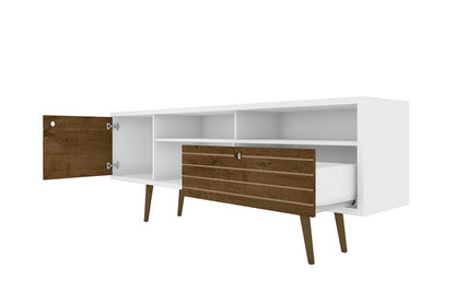 Manhattan Comfort - Liberty TV Stand with 1 Drawers in White and Rustic Brown - 202AMC69 veiw 3
