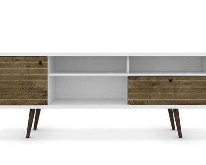Manhattan Comfort - Liberty TV Stand with 1 Drawers in White and Rustic Brown - 202AMC69 veiw 7