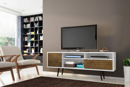 Manhattan Comfort - Liberty TV Stand with 1 Drawers in White and Rustic Brown - 202AMC69 veiw 8