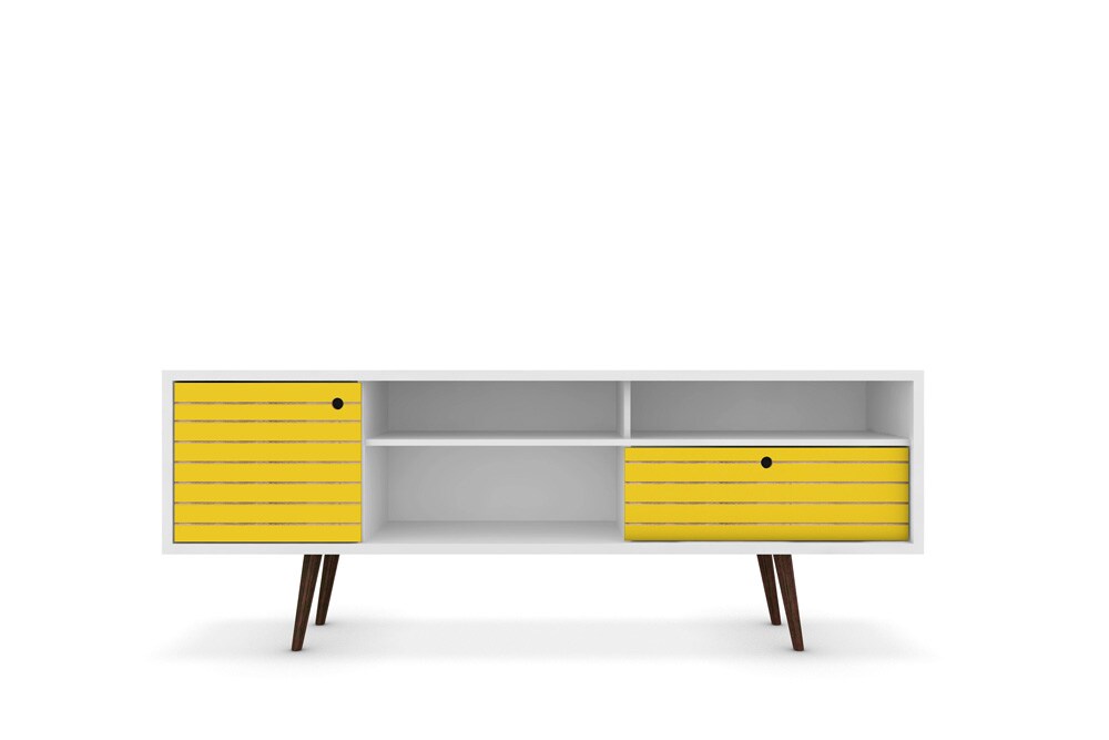 Manhattan Comfort - Liberty TV Stand with 1 Drawers in White and Yellow - 202AMC64 veiw 1